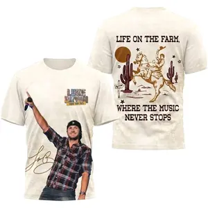 Luke Bryan Farm Tour HOT NEW 3D T-Shirt SIGNED Double Sided 3D Graphic Tee Streetwear Music Fan T-Shirt