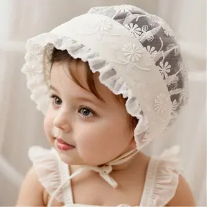A Baby Lace-Trimmed, Palace-Style Princess Hat, Perfect for Outings, Featuring Intricate Embroidery. This Includes a Baby Hat, Fetal Hat, Newborn Cap, Warm Baby Cap, And a Charming Vintage Infant Bonnet