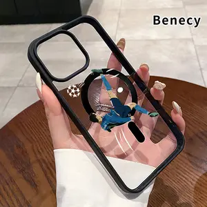 Soccer Player Cover Pattern Magnetic Phone Case for iPhone 16 15 14 Pro Max 13 12 11 XR E XS Plus Anti-Yellowing Shockproof Lightweight Transparent Acrylic Soft Cover Supports Wireless Charging.