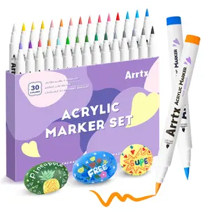Arrtx Acrylic Paint Pens with Extra Brush Tip for Back-to-School Art Projects Ideal for Rock Painting Glass Wood Fabric Crafts Non-Toxic Odorless Safe Water-Based Markers