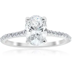 1.20Ct Oval Diamond Engagement Ring with Side Stones 14k White Gold lab Grown