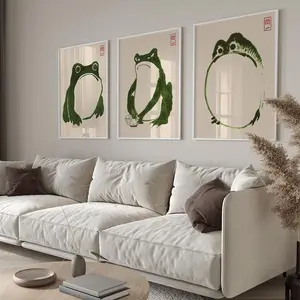 Frog Pattern Canvas Painting, Animal Design, 3 Counts/set Modern Wall Art Painting, Wall Art Decor for Home Living Room Bedroom Office, Ornaments