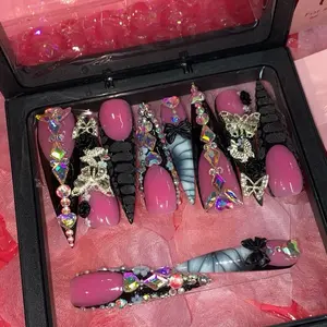 Luxury Acrylic Press On Nails (Black) press-on