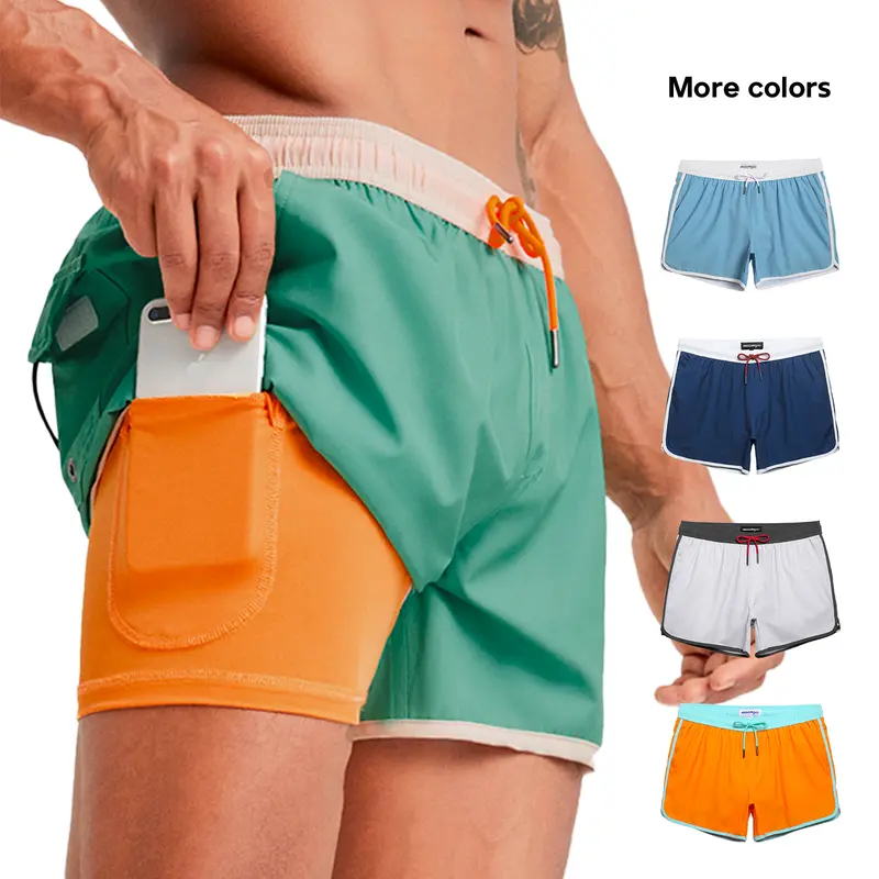 Maamgic Swim Shorts 4.5 Inseam Spandex,2 in 1 Stretch, Polyester, Adjustable Waistband, 2 Side Pockets, 1 Back Pocket & Quick-Drying Compression Liner & Anti-Chafe,Beach Activities,Swimming Pool,Casual Vacation SwimTrunks #tiktokshopbacktoschool Swimming
