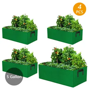 4PCS Fabric Plant Pot Grow Bags Vegetable Tomato Strawberry Growing Planter Rectangle Garden Potato Planting Pots