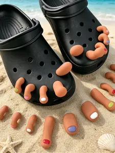 10 cartoon toe designs, slipper decorations, creative solid color designs, casual style, suitable for all seasons.