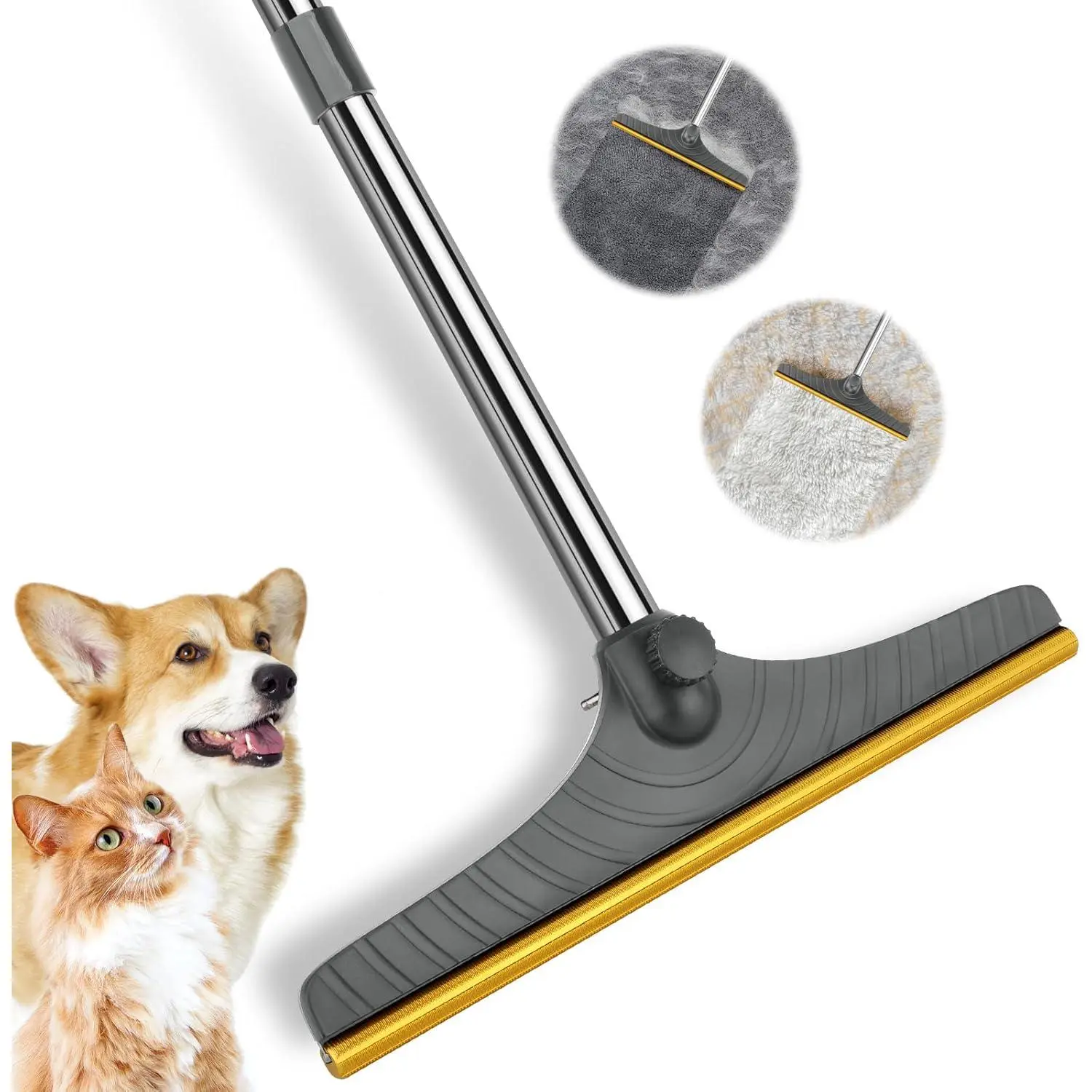 Carpet Rake for  Removal,60"  Long Handle  ,Carpet Rake Scraper,Adjustable Carpet Rake Pet   Hair Remover Broom for Couch,Rugs,Mats,Pet Beds,Furniture (Gray)