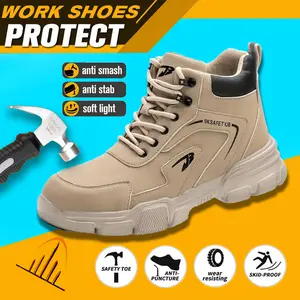 Anti Smash Anti Puncture Labor Protection Shoes Non Slip Safety Men's Lace Steel Toe Trainers Work Boots