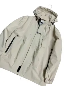 Men's Outdoor Functional Windproof Jacket With Hood Drawstring Three-Dimensional Pocket Zipper Workwear Coat Stylish Simple Loose Windbreaker