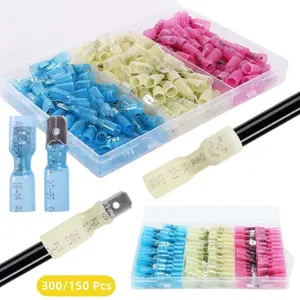 A Set of 300/150 Pcs Heat Shrink Spade Terminals,22-10 AWG Spade Connectors,Male and Female Wire Connectors,Tools & Hardware