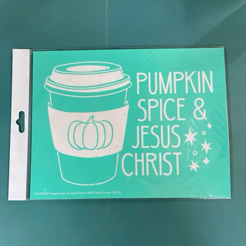 Pumpkin Spice & Jesus Christ Chalk Couture Chalk Transfer Stencil Size B 8.5”x11” NEW