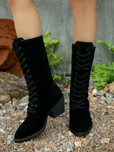 Women's Punk Style Combat Boots with Buckles and Side Zipper, Fashionable Trendy Design for Stylish