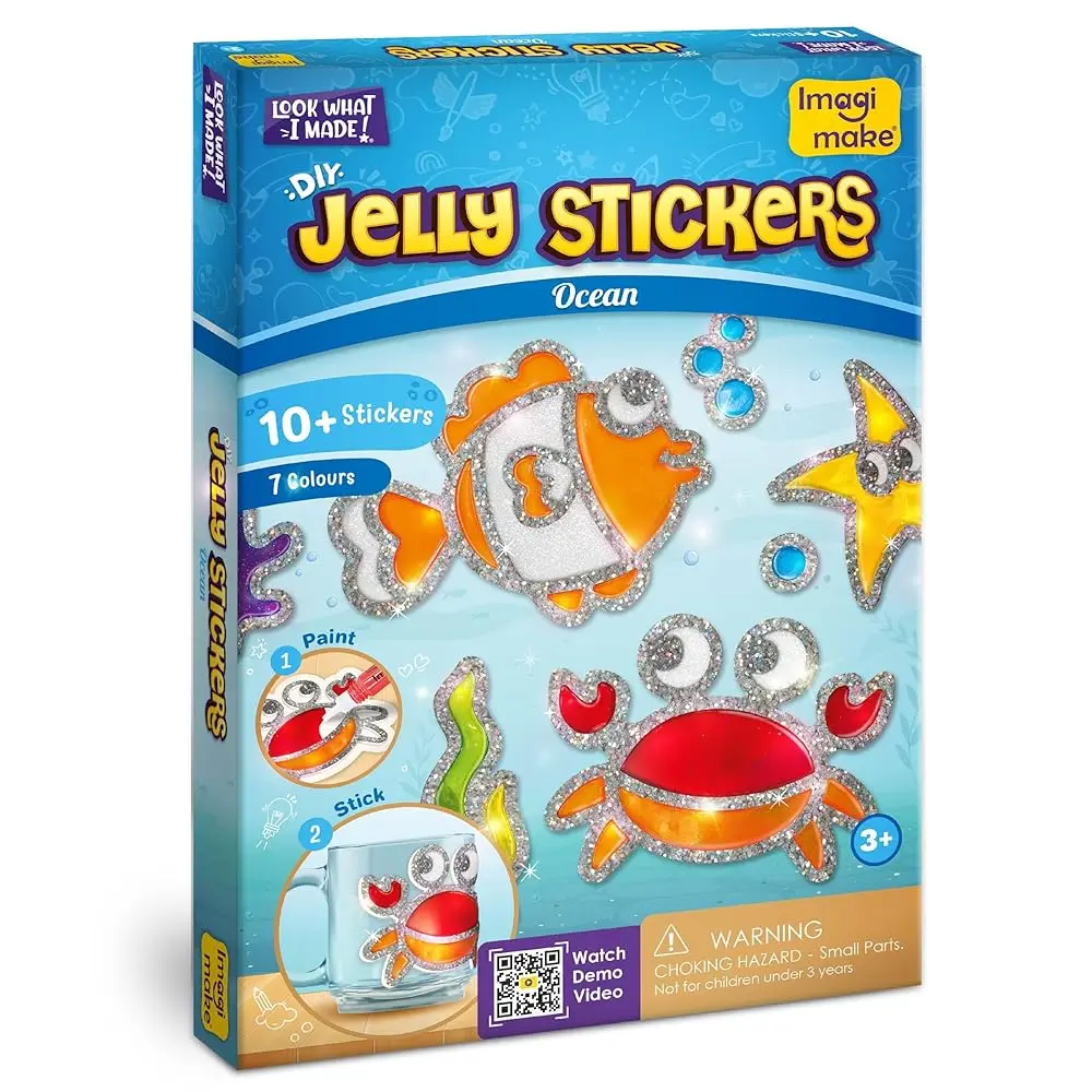 Imagimake DIY Jelly Stickers - Ocean Theme | Fun Gel Window Clings for Kids | Craft Activity Kit for Ages 3-8