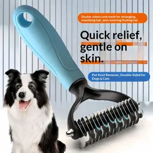 #SummerVibes #petlovers Pain-Free Dematting Undercoat Rake for Pets, Double-Sided Shedding Brush, Effective Tangles Remover Tool for Dogs    , Reduces Loose Hair & Mats Easily cat comb