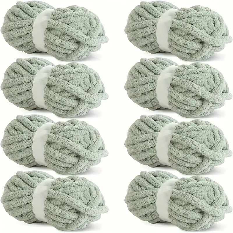 2-Pack Thick Warm Crochet Yarn - Super Soft Plush 100% Polyester, Light Green Roving Yarn for Knitted Blanket, DIY Crafts, Home Decor and Hand Knitting Projects, Yarn for Crochet
