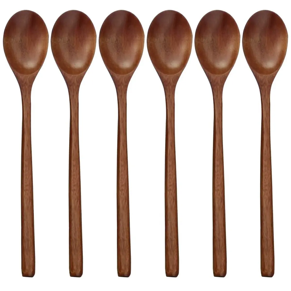 Wooden Spoons, 6 Pieces 9 Inch Wood Soup Spoons for Eating Mixing Stirring, Wood Spoon with Japanese Style Kitchen Utensil