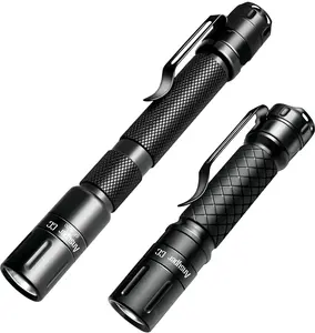 Mini Flashlight 3 Modes Small Flashlights LED Powerful High Lumens Tactical Pen Light with Clip,Slim Portable Pocket Compact Torch for Emergency Inspection AAA Battery Water-Resistant(3.4 & 5.2 inch)