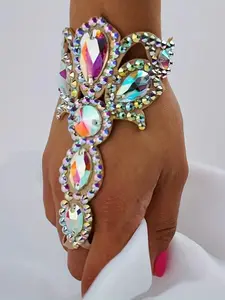 Exotic Colorful Waterdrop Bracelet, Non-Fading Women's Rhinestone Accessory, Stylish Ring Bracelet for Fashion Lovers, Rhinestone Bangle Bracelet