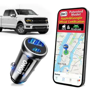 LIONO Up to 80W PD/QC Fast Car Charger with Find My Function, Built-in Battery, Works with iOS & Android, No SIM, No Monthly Fee, Car Locator Adapter