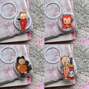 Vintage Kewpie Devil Baby MagSafe Phone Grip, Traditional Tattoo Flash Griptok, Cute Horned Monster Phone Stand, Retro Doll Aesthetic Accessory, Edgy Ink Fan Gift