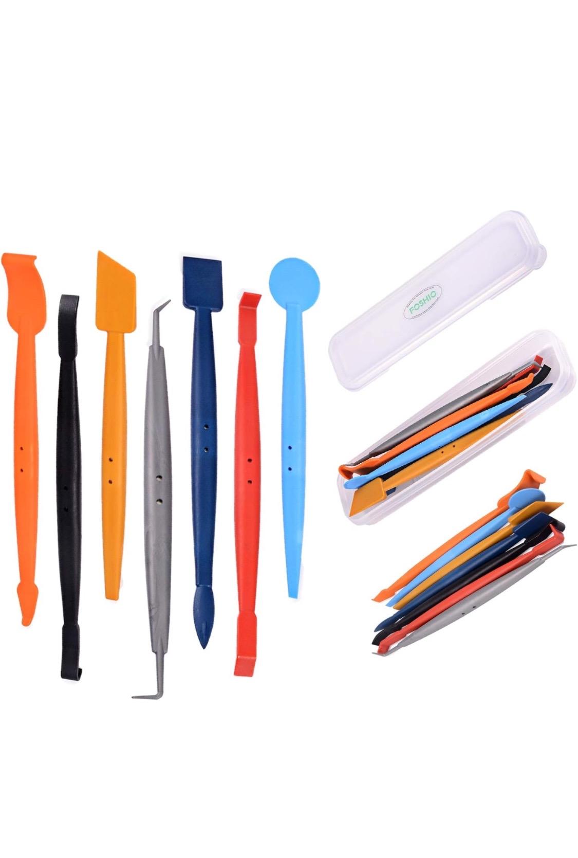 Car Auto SUV Jerp Van Vinyl Wrap Tool Kit 7 in 1 Flexible Magnetic Micro Stick Squeegee Curves Slot Tint Tool Kit with 14 Working Angles Fit for Installing All Contour Vehicle Wraps & Auto Stickers Decals