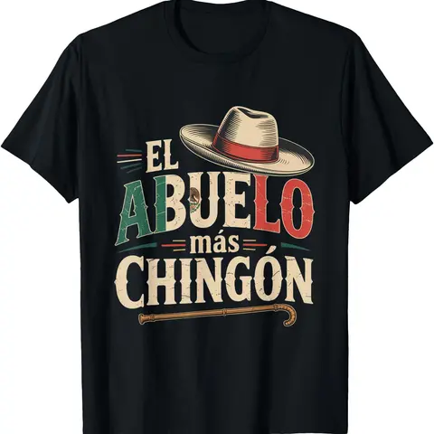 100% Cotton Menswear Top, Funny Fatherhood Graphic Men's Short-Sleeve Crewneck T-Shirt, El Papá Mas Chingon Mexican Dad Casual Classic Tee, Tshirt, El Papá Mas Chingo Graphic Men's Short-Sleeve T-Shirts