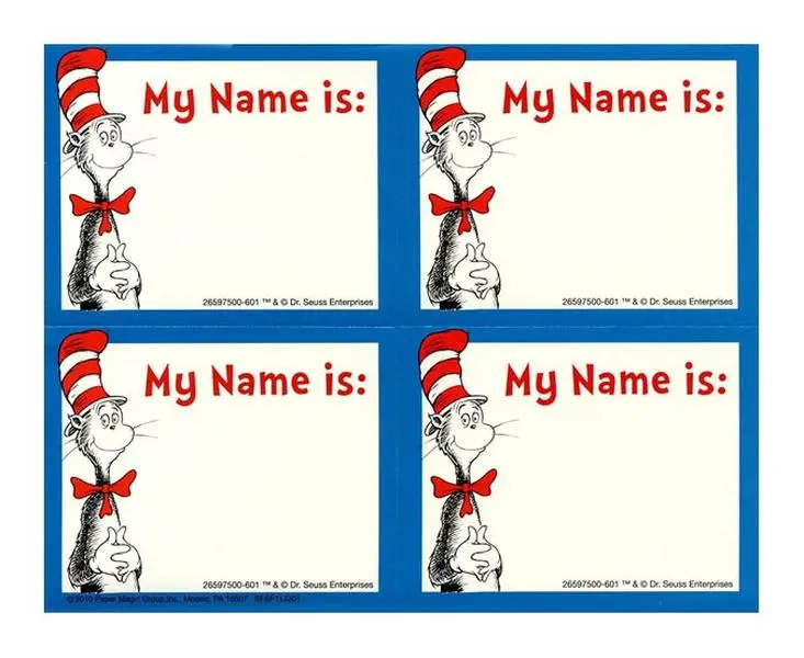 Cat in the Hat Name Tags