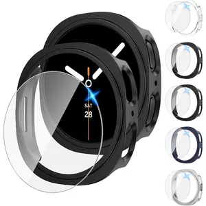 [5+5Pack] Screen Protector Case 44mm Accessories For Samsung Galaxy Watch 8, Hard PC Bumper/HD Anti-Fog Tempered Glass Protective Film, Face Cover Set, Case For Women Men
