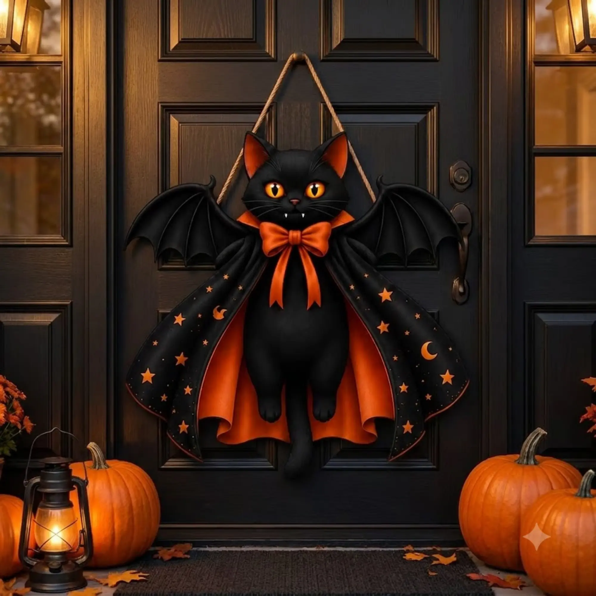 Gothic Black Cat Halloween Plaque, Custom Shape Wooden Decor for Front Door Styling, Indoor Walls, and Witchy Gift Ideas