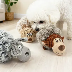 Cute Fluffy Animal Plush Dog Squeaky Toy, Soft Durable Throw Interactive Chew Toy, Puppy Boredom Anxiety Relief Pet Toys