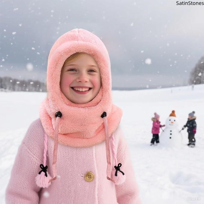 Winter Balaclava & Neck Warmer Hat &ndash; Windproof Thermal Full Face Mask with Detachable Hood Collar. Soft Fleece for Kids Ages 3&ndash;10. Ideal for Skiing. Snow. Outdoor Winter Sports & Daily Wear