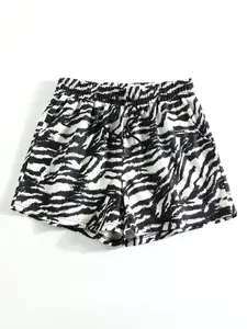 Vintage Zebra Print Drawstring Shorts, Comfortable Soft Breathable Fabric, Casual Loose-Fit Summer Pants for Women, Daily Wear and Outdoor Activities, Casual Fashionable Shorts