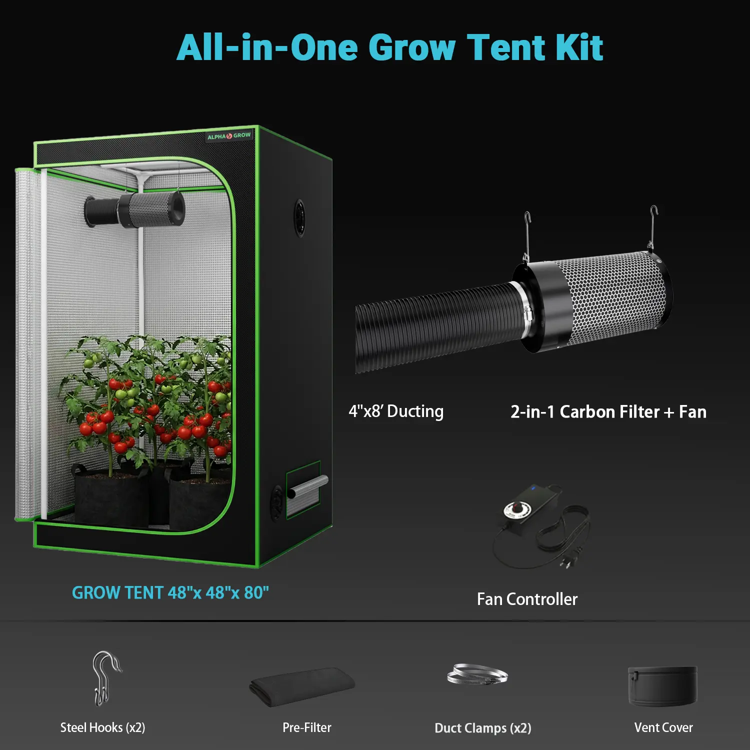 48"x48"x80" Kit | 2-in-1 Fan | Classic D-Door