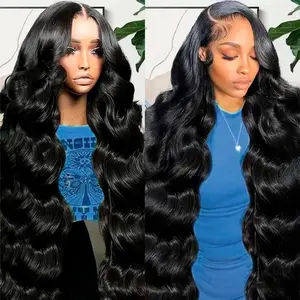 ZLIKE 300% Density Body Wave Transparent Lace Front Wigs Virgin Human Hair Frontal Lace Wig For Women Natural Black Adjustable Straps