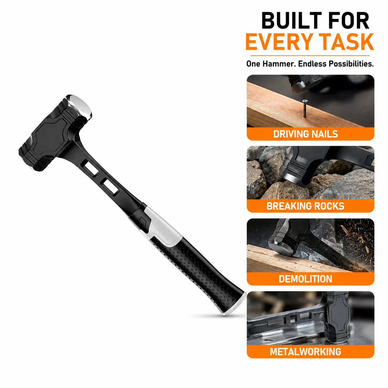 German-style Integrated Octagonal Hammer, Multifunctional Household Hammer, Woodworking Iron Hammer, Mini Hand Tool Nail Hammer, Safe to Use