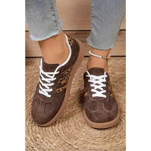 Leopard Patchwork Detail Faux Suede Shoes