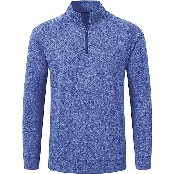Mens Longsleeves 1/4-Zip Pullover - Stand Collar, Fleece Lining, Menswear Active Golf & Casual Polo Shirt, Workout Top