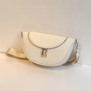 1pc Women's Crossbody Bag Large Capacity, Korean Style Versatile Shoulder Bag, Dual Zipper Crescent Dumpling Bag, Soft Leather Sling Fanny Pack with Adjustable Strap, Casual Daily Bag for Women Commute Shopping Travel Multi Scenarios