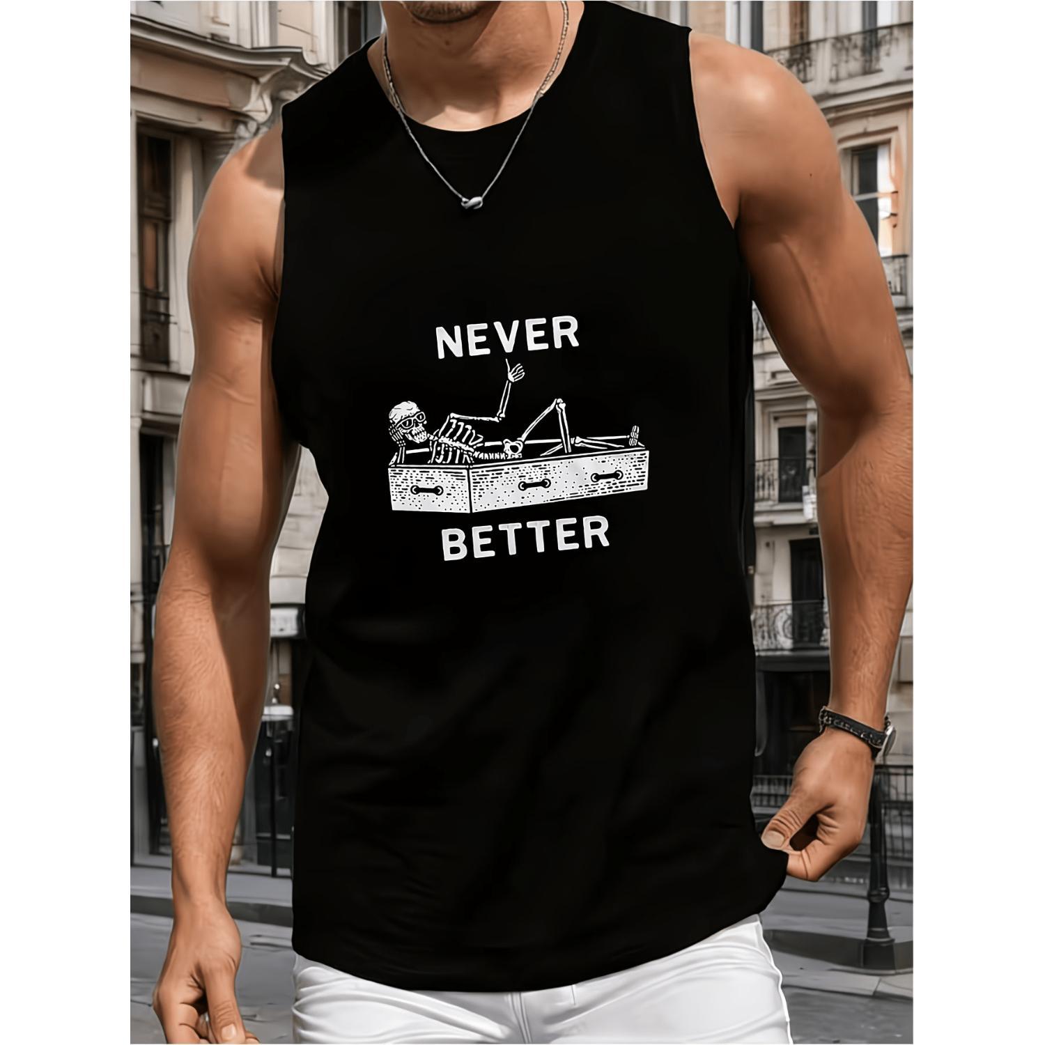 Enhance Your Style with Durable Skeleton Graphic Sleeveless Tank Top Ideal for Summer Gym and Streetwear