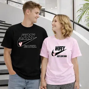 Hubby Wifey Matching Couple Shirts – Valentine’s Day Couples T-Shirt, Husband Wife Love Gift
