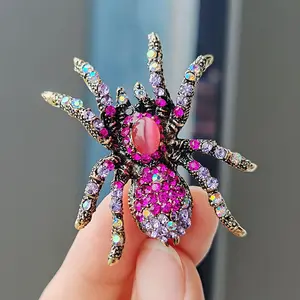 6PCS Spider Brooches Vintage Inlaid Zircon Spider Brooch for Women Trendy High-End Sense Pin DIY Insect Brooch Fashion Accessory Jewellery Crystal