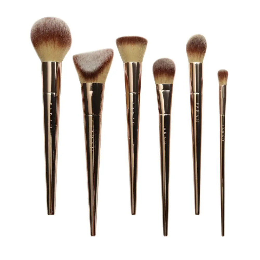 Rendezvous® Brush Collection By F.A.R.A.H  - Rose Gold Professional 6 piece Brush Set - Complete Face Brush Set for eyeshadow - foundation - powder - highlighter - blush