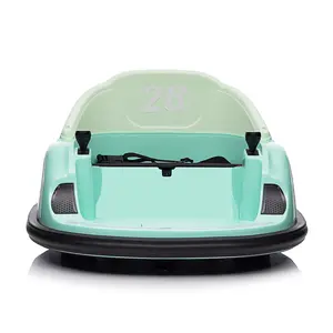 GARVEE 12V Electric Remote Control Toddler Bumper Car - 360-Degree Spin, Battery Display, LED Lights, Built-In Music, Safe Green Kids' Ride-On Toy Gift
