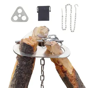 Camping Tripod Board，Turn Branches into Campfire Tripod ，Stainless Steel Campfire Support Plate with Adjustable Chain for Hanging Cookware,Portable Camping Gear
