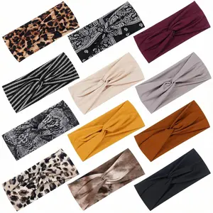 12 Pack Headbands for Women, Fashionable  Hairbands, Elastic Wide Headbands Non Slip Workout Yoga  Headbands for Women (Color A)