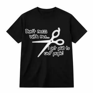 HAGBDH Women's Cotton Oversized Short-Sleeve Round Neck T-Shirt - Unisex Fashion Stylish Graphic Print Hair Stylist Scissors Tee, Casual Barber Salon Gift Streetwear Top