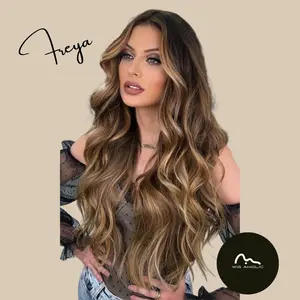 Freya【WA-SM1620】Ombre Honey Brown Wavy Wig 28 inch Synthetic Trending for Women Daily or Party