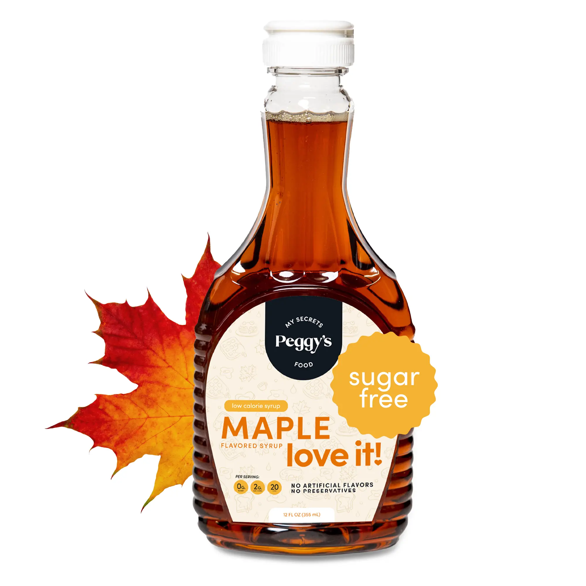 My Secrets Peggy's Food Sugar-Free Maple Syrup — Zero Sugar, Keto & Vegan, Perfect for Pancakes, Waffles & Baking