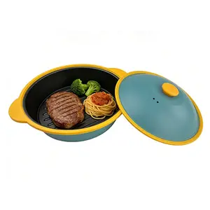 1 Piece New Microwave Oven Baking Tray Set, Includes Rack, Pan, and Food Storage Container, Cooks Beef, Bread, Wings, Bacon, Pasta, Rice, Vegetables