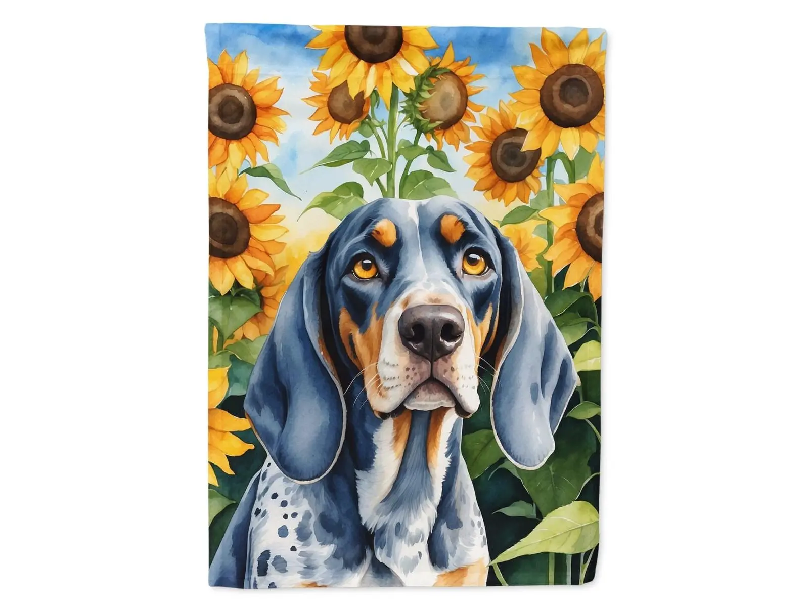 Caroline's Treasures DAC6030CHF Unisex 40x28 in. House Flag, Bluetick Coonhound in Sunflowers Design for Home Festive Decor